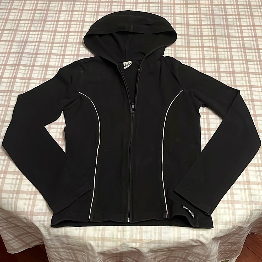 Kids Cozy Black Hooded Sweater with Light Pink Detail